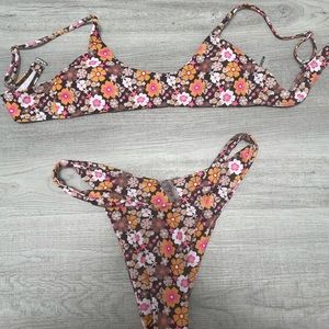 Retro floral shein bikini set